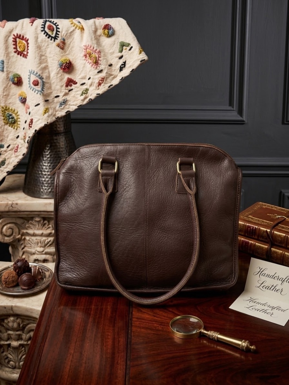 BYSELVAGE Full Leather Utility Bag burgundy